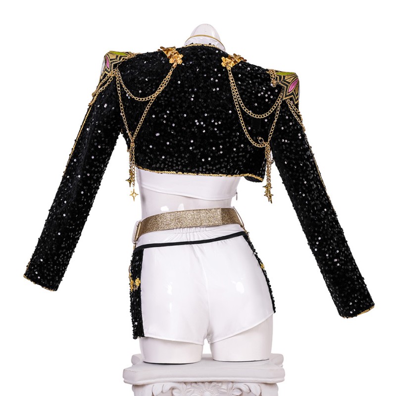 Rumi Halloween Suit KPop Demon Hunters Black White Cosplay Costume