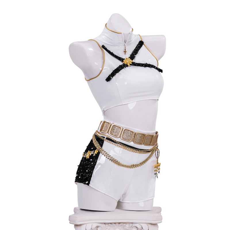 Rumi Halloween Suit KPop Demon Hunters Black White Cosplay Costume