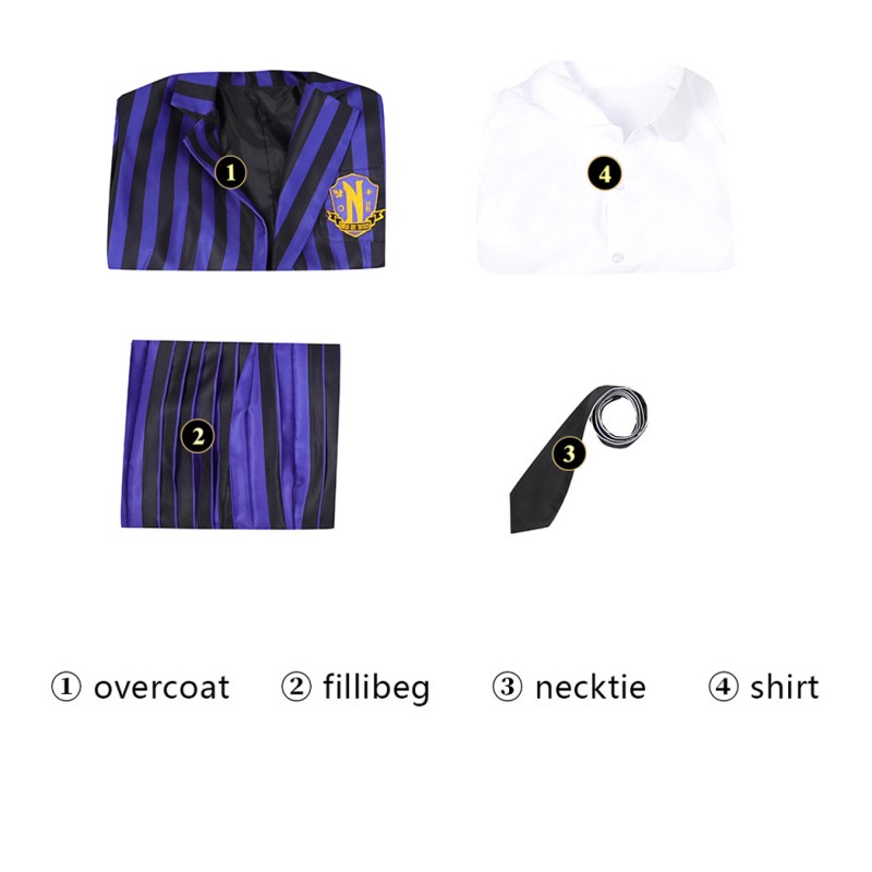 Wednesday 2 Costume The Addams Family Nevermore Academy Uniform Purple Cosplay Suit