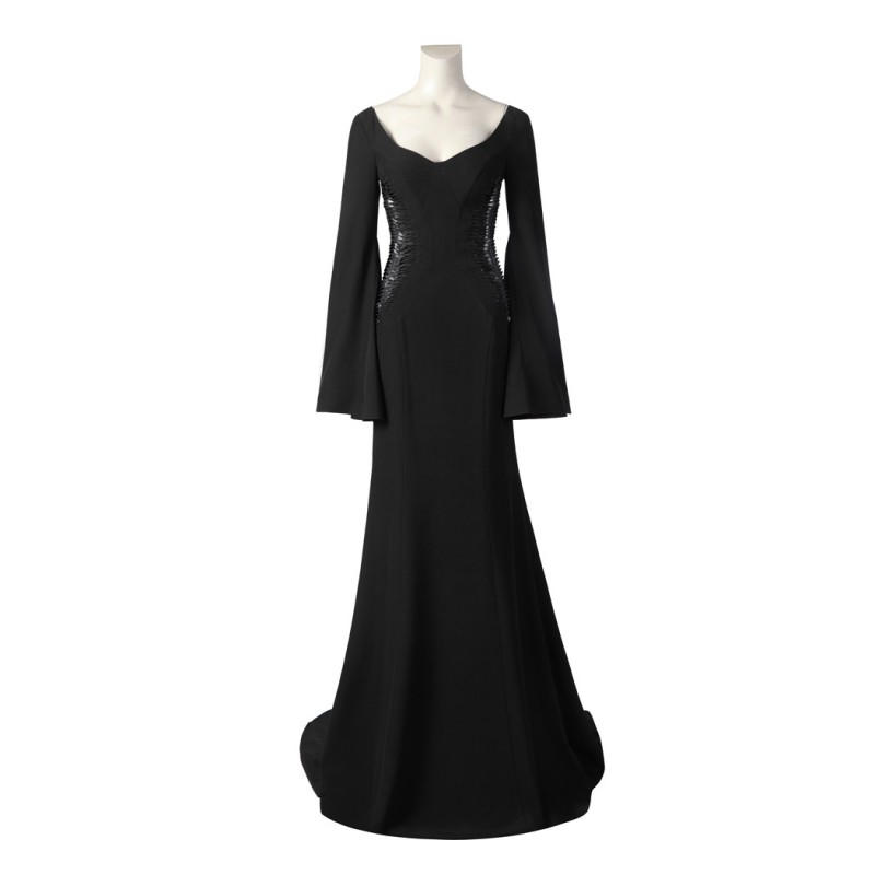 The Addams Family 2 Morticia Addams Costume Wednesday Cosplay Suit Black Dress