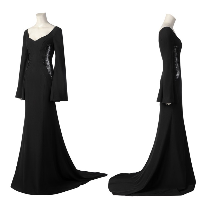 The Addams Family 2 Morticia Addams Costume Wednesday Cosplay Suit Black Dress