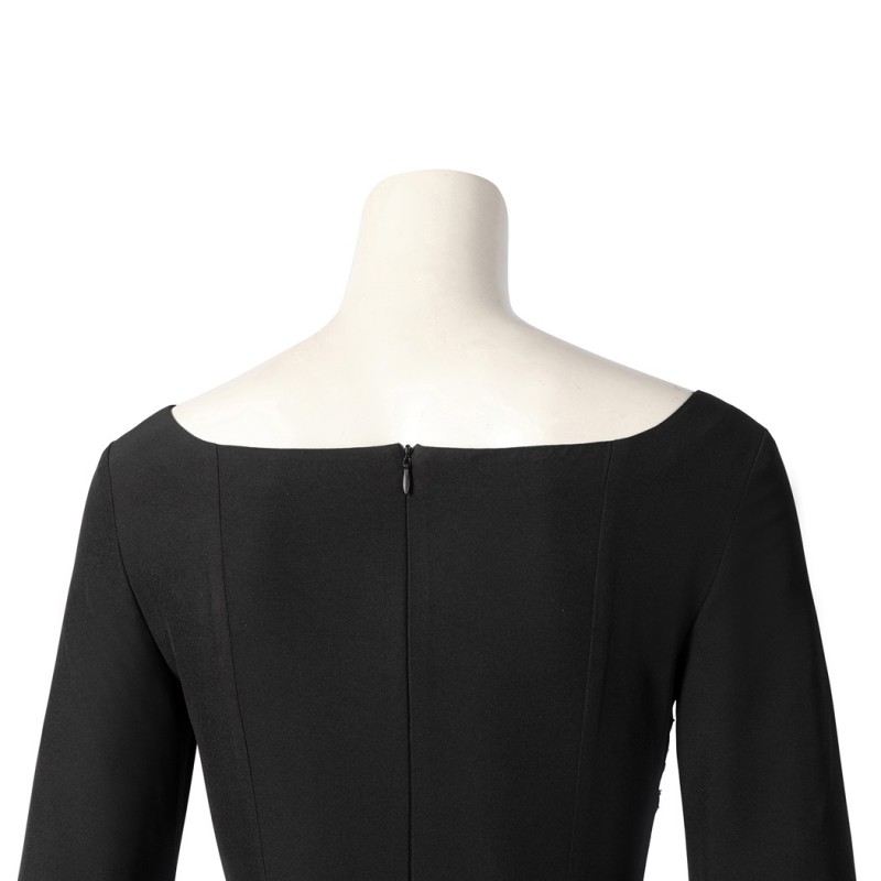 The Addams Family 2 Morticia Addams Costume Wednesday Cosplay Suit Black Dress