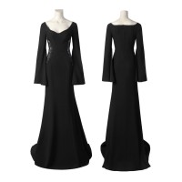 The Addams Family 2 Morticia Addams Costume Wednesday Cosplay Suit Black Dress