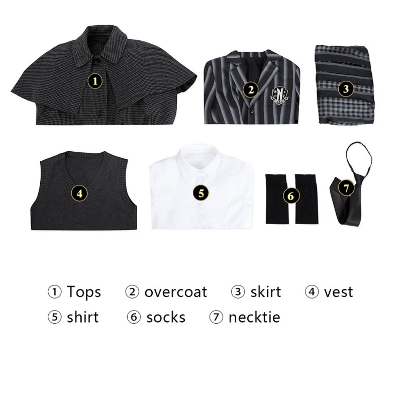 Addams Nevermore Academy Uniform Suit The Addams Family Wednesday Cosplay Costume