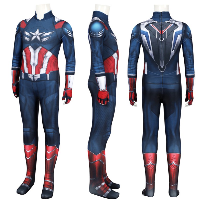 Kids Captain America 4 Brave New World Jumpsuit Printer Cosplay Costume Polyester Suit