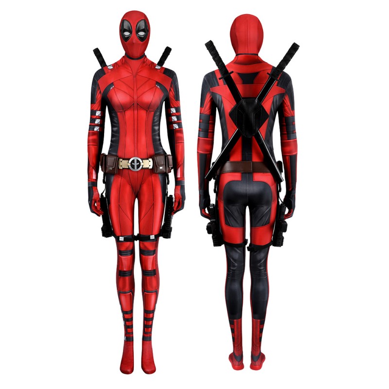 Lady Deadpool Jumpsuit Deadpool 3 Wolverine Cosplay Costume Red Suit with Accessories