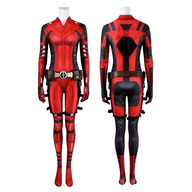 Lady Deadpool Jumpsuit Deadpool 3 Wolverine Cosplay Costume Red Suit with Accessories