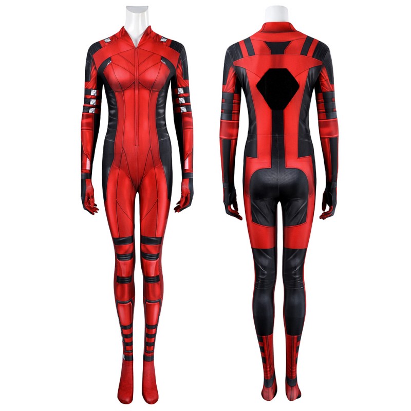 Lady Deadpool Jumpsuit Deadpool 3 Wolverine Cosplay Costume Red Suit with Accessories
