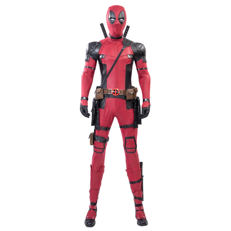 Deadpool 2 Wade Wilson Cosplay Costume Male Red Halloween Suit Deluxe Version