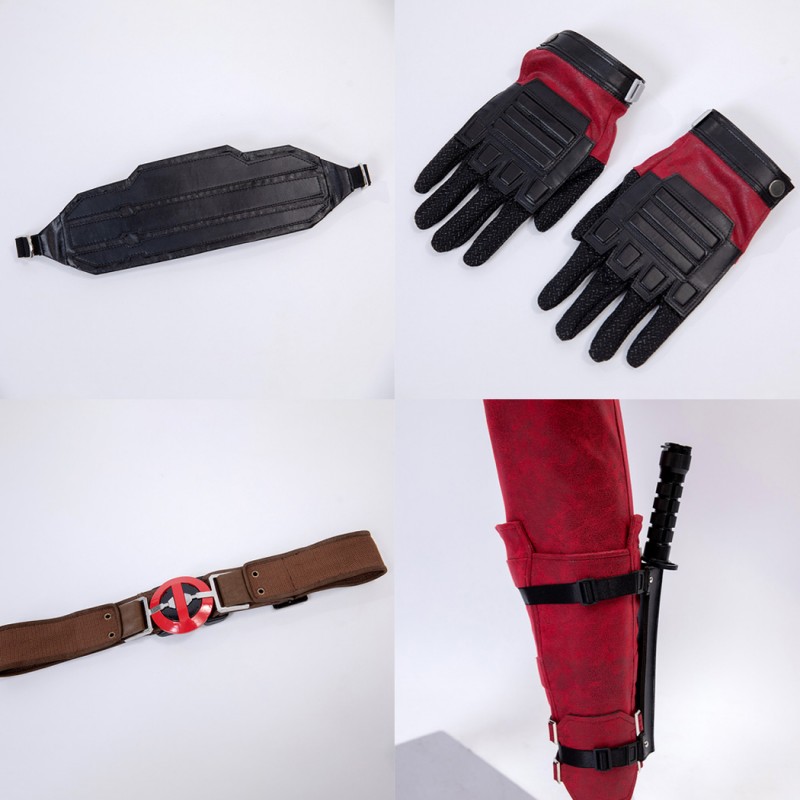 Deadpool 2 Wade Wilson Cosplay Costume Male Red Halloween Suit Deluxe Version