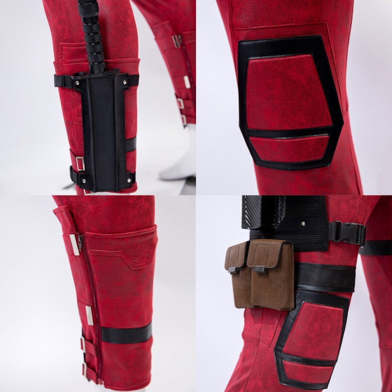 Deadpool 2 Wade Wilson Cosplay Costume Male Red Halloween Suit Deluxe Version