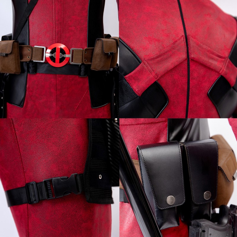 Deadpool 2 Wade Wilson Cosplay Costume Male Red Halloween Suit Deluxe Version