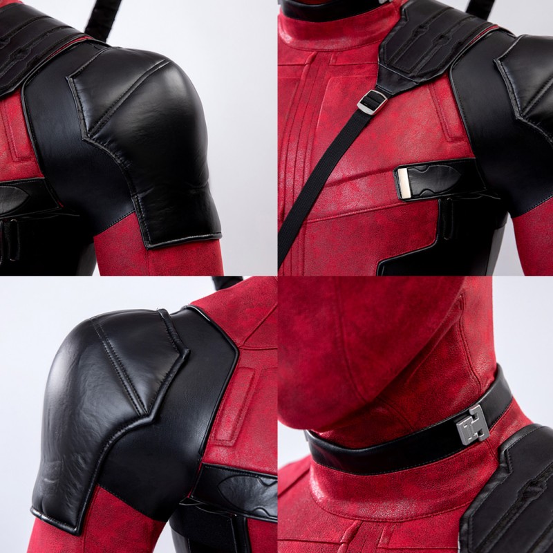 Deadpool 2 Wade Wilson Cosplay Costume Male Red Halloween Suit Deluxe Version