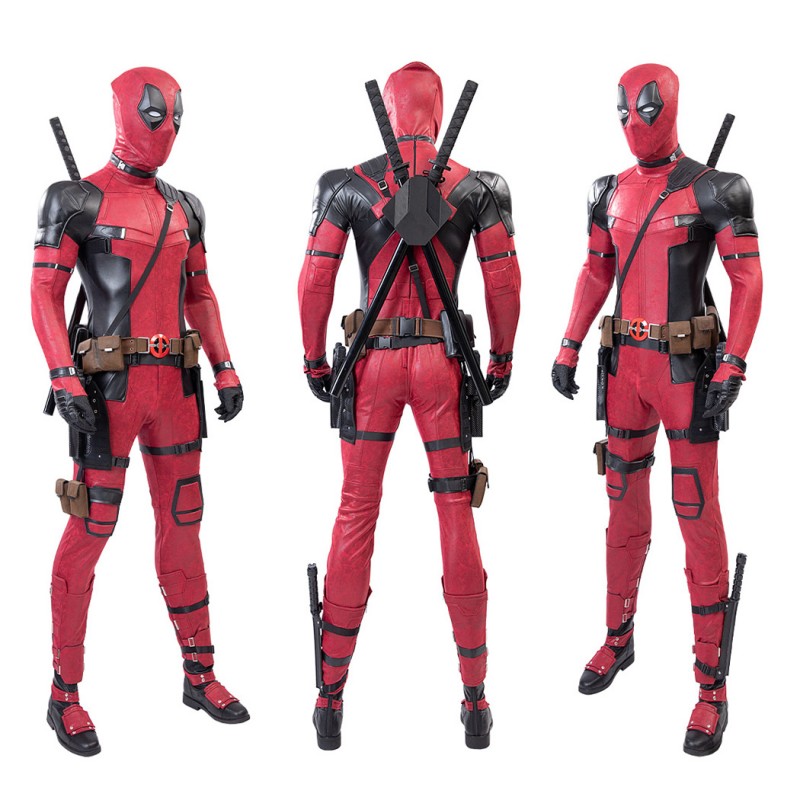 Deadpool 2 Wade Wilson Cosplay Costume Male Red Halloween Suit Deluxe Version
