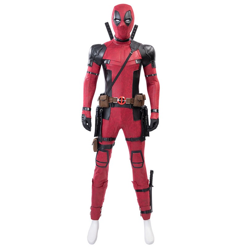 Deadpool 2 Wade Wilson Cosplay Costume Male Red Halloween Suit Deluxe Version
