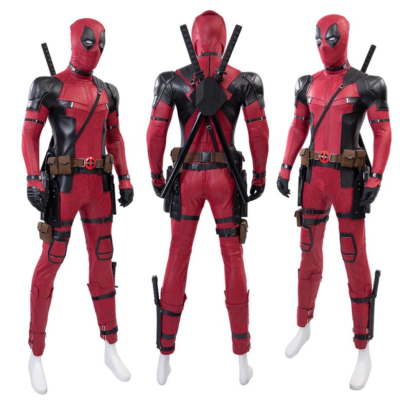 Deadpool 2 Wade Wilson Cosplay Costume Male Red Halloween Suit Deluxe Version