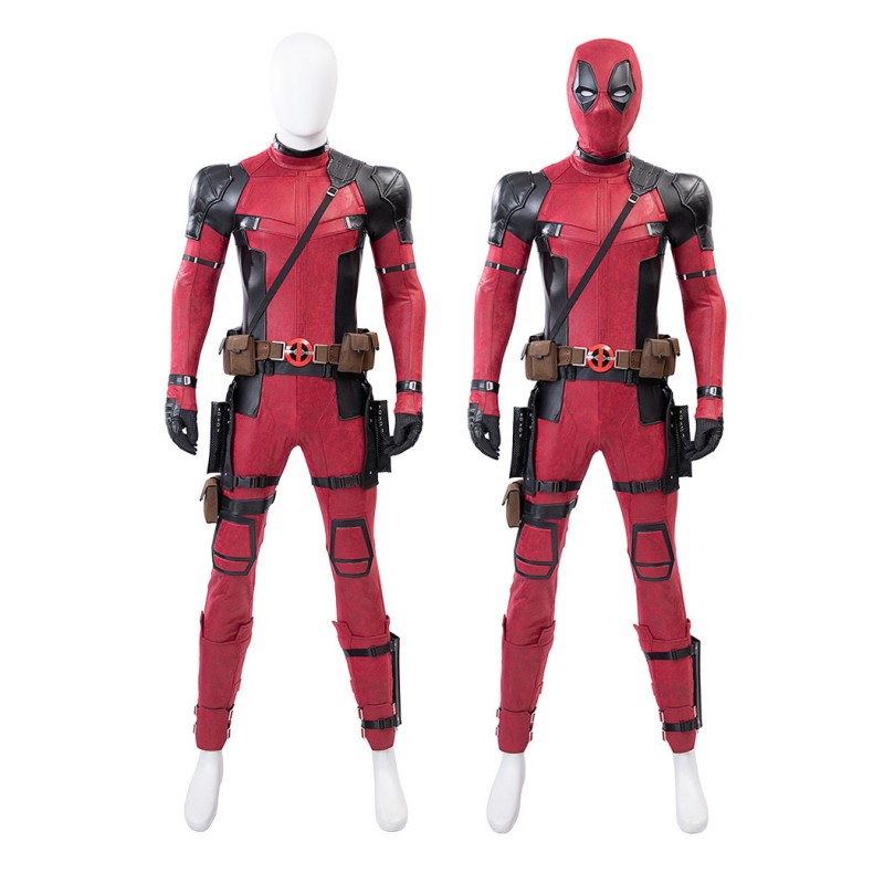 Deadpool 2 Wade Wilson Cosplay Costume Male Red Halloween Suit Deluxe Version