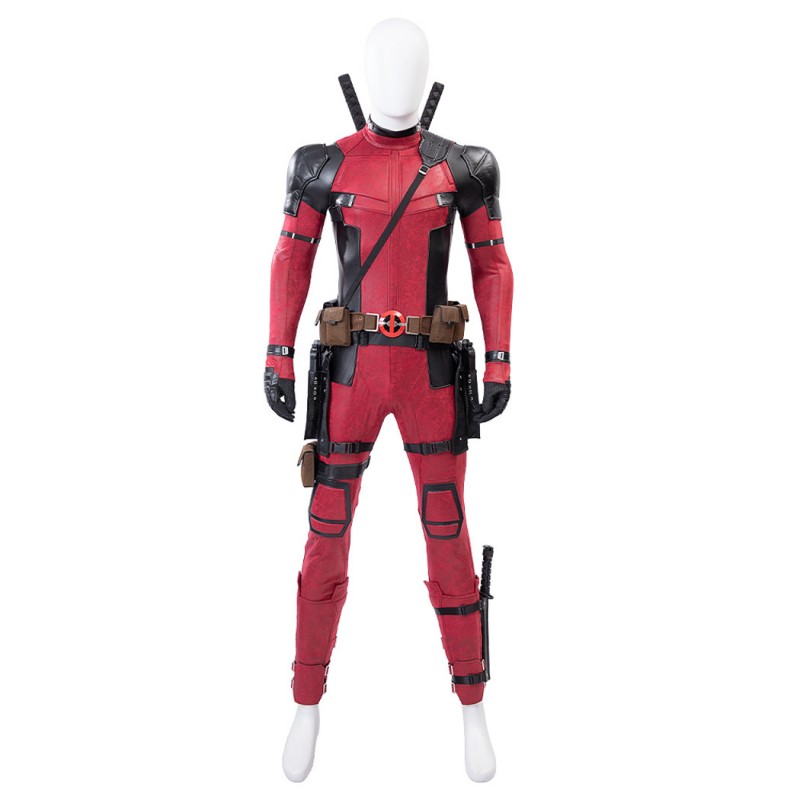 Deadpool 2 Wade Wilson Cosplay Costume Male Red Halloween Suit Deluxe Version