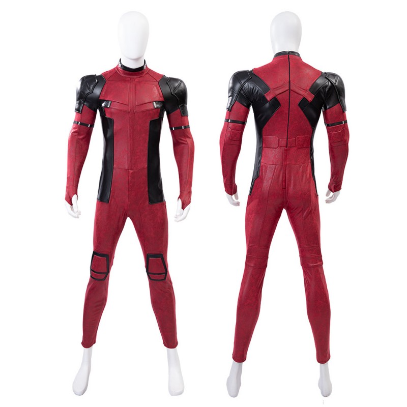 Deadpool 2 Wade Wilson Cosplay Costume Male Red Halloween Suit Deluxe Version