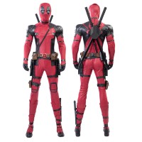 Deadpool 2 Wade Wilson Cosplay Costume Male Red Halloween Suit Deluxe Version