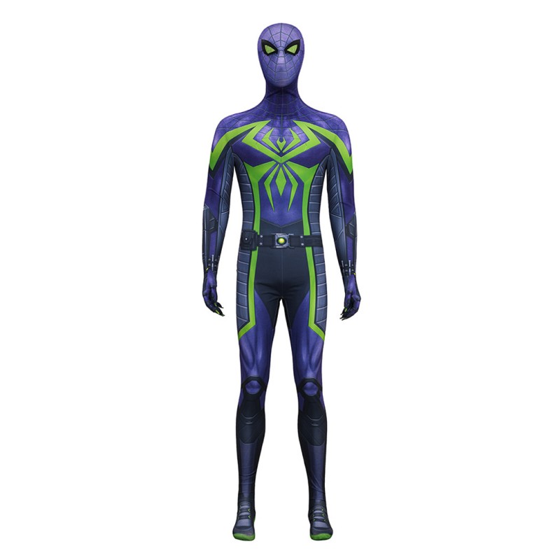Purple Reign Suit Spider-Man 2 Miles Morales Cosplay Costume Male Printed Jumpsuit