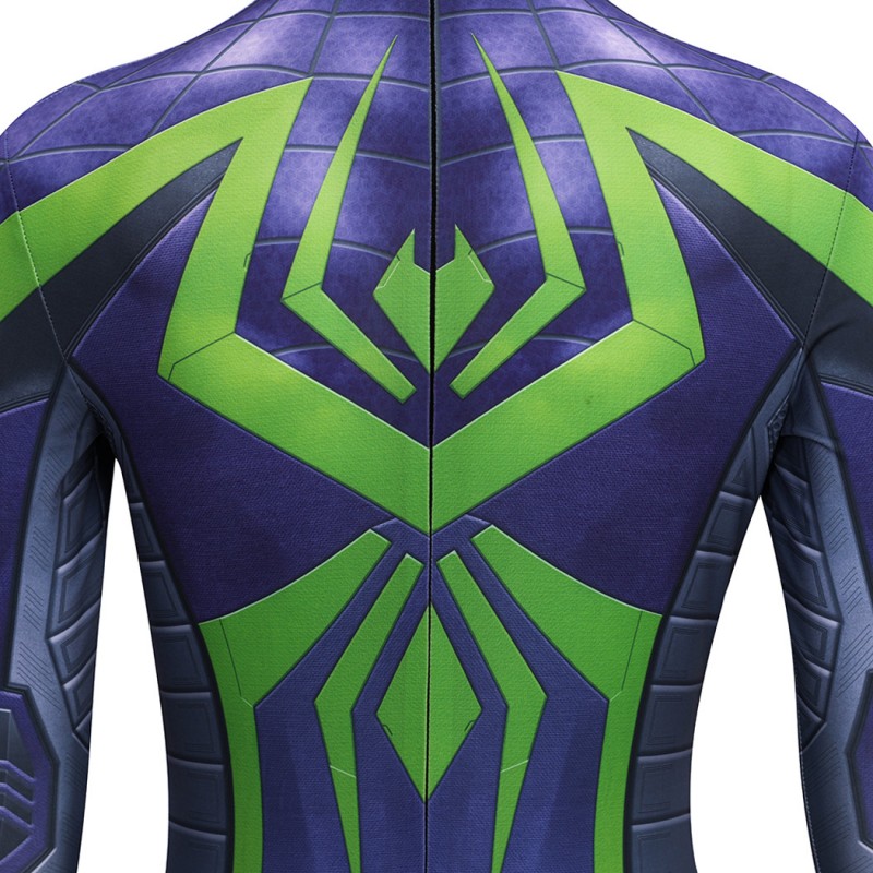 Purple Reign Suit Spider-Man 2 Miles Morales Cosplay Costume Male Printed Jumpsuit