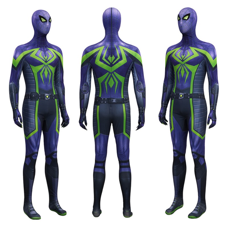 Purple Reign Suit Spider-Man 2 Miles Morales Cosplay Costume Male Printed Jumpsuit
