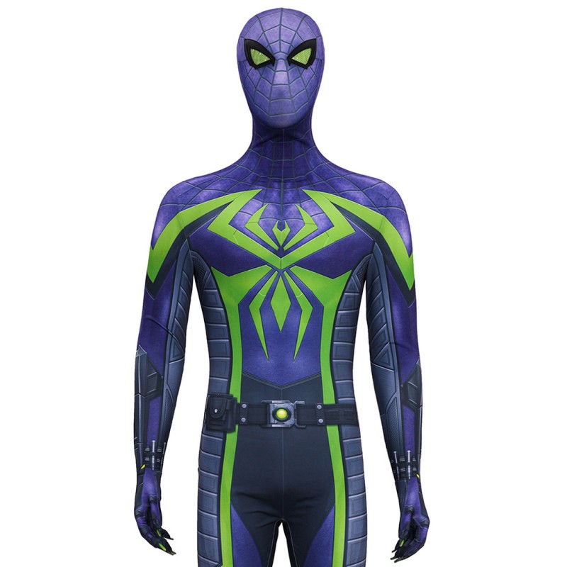 Purple Reign Suit Spider-Man 2 Miles Morales Cosplay Costume Male Printed Jumpsuit