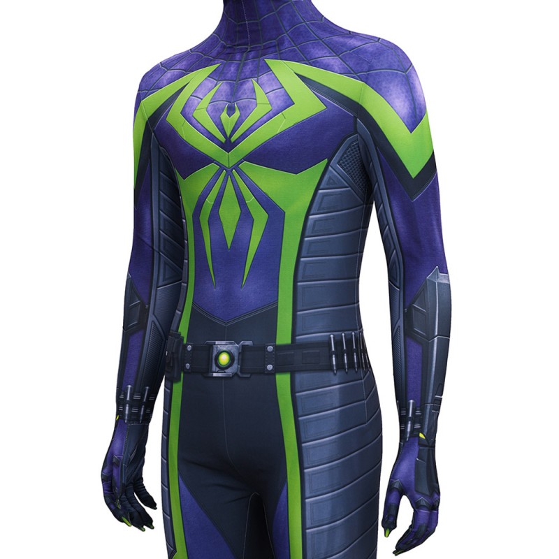 Purple Reign Suit Spider-Man 2 Miles Morales Cosplay Costume Male Printed Jumpsuit