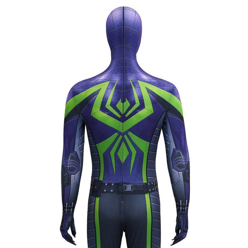 Purple Reign Suit Spider-Man 2 Miles Morales Cosplay Costume Male Printed Jumpsuit