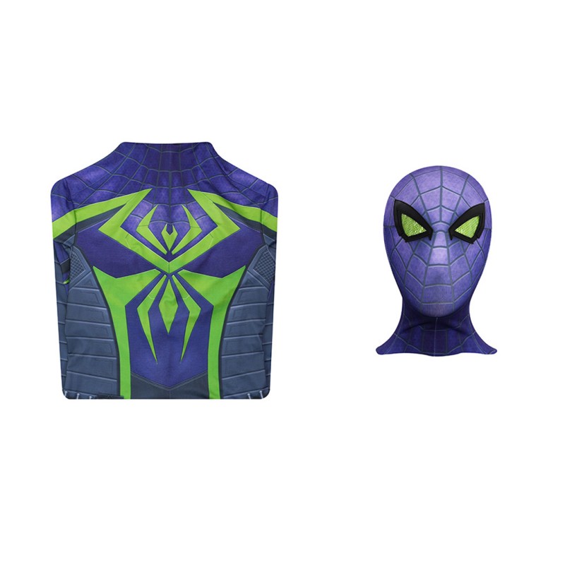 Purple Reign Suit Spider-Man 2 Miles Morales Cosplay Costume Male Printed Jumpsuit