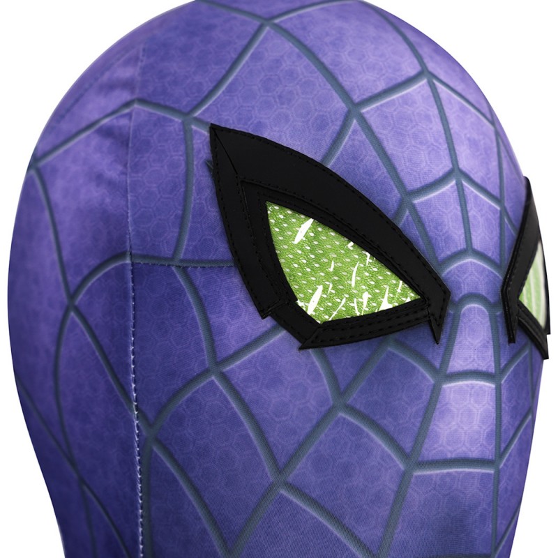 Purple Reign Suit Spider-Man 2 Miles Morales Cosplay Costume Male Printed Jumpsuit