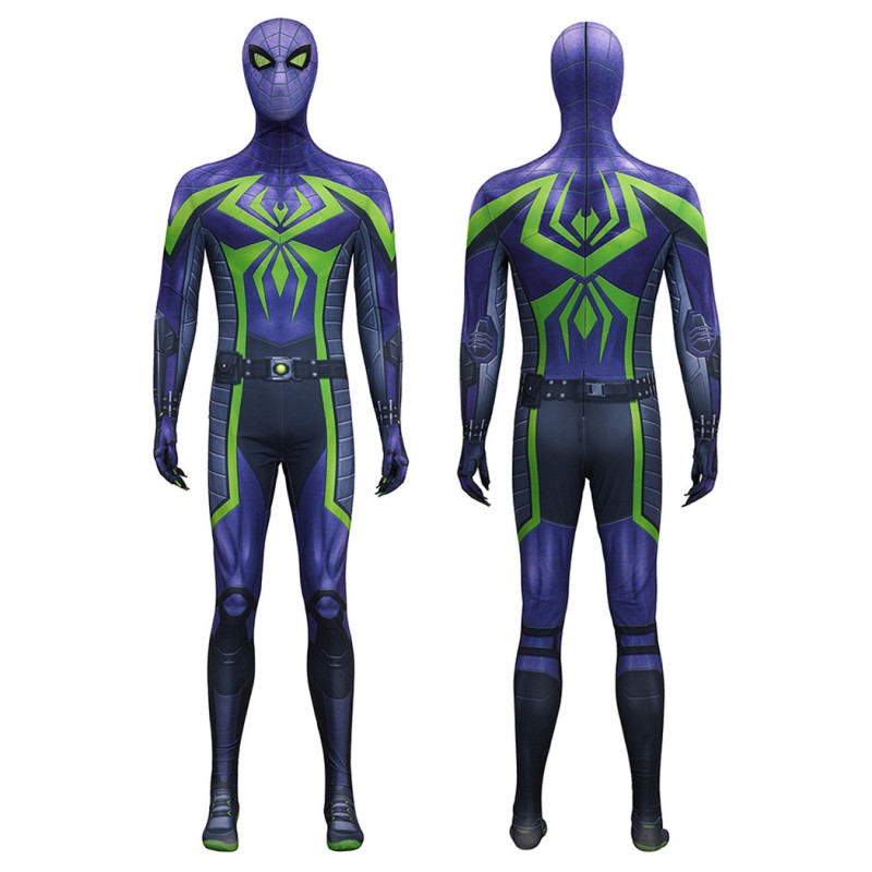 Purple Reign Suit Spider-Man 2 Miles Morales Cosplay Costume Male Printed Jumpsuit