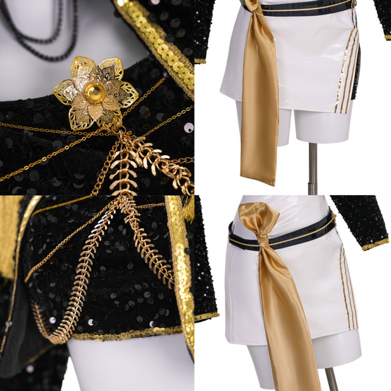 Kpop Demon Hunters Mira Golden Black Suit Jacket Skirt Outfit Cosplay Costume