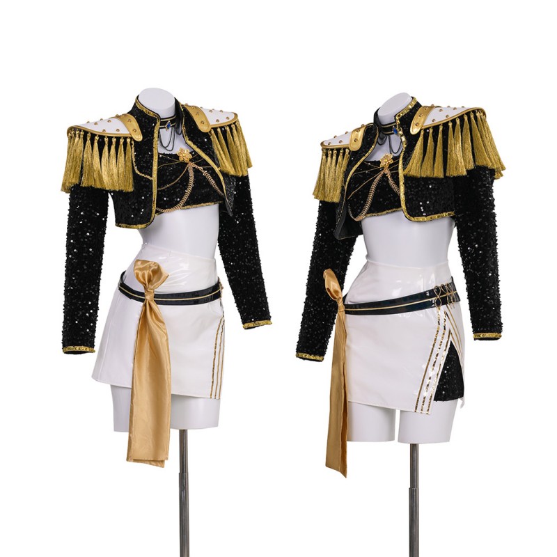 Kpop Demon Hunters Mira Golden Black Suit Jacket Skirt Outfit Cosplay Costume