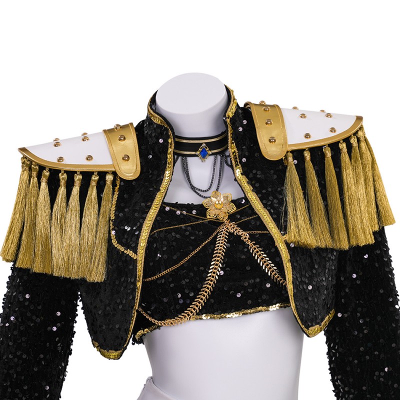 Kpop Demon Hunters Mira Golden Black Suit Jacket Skirt Outfit Cosplay Costume