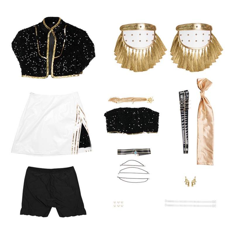Kpop Demon Hunters Mira Golden Black Suit Jacket Skirt Outfit Cosplay Costume