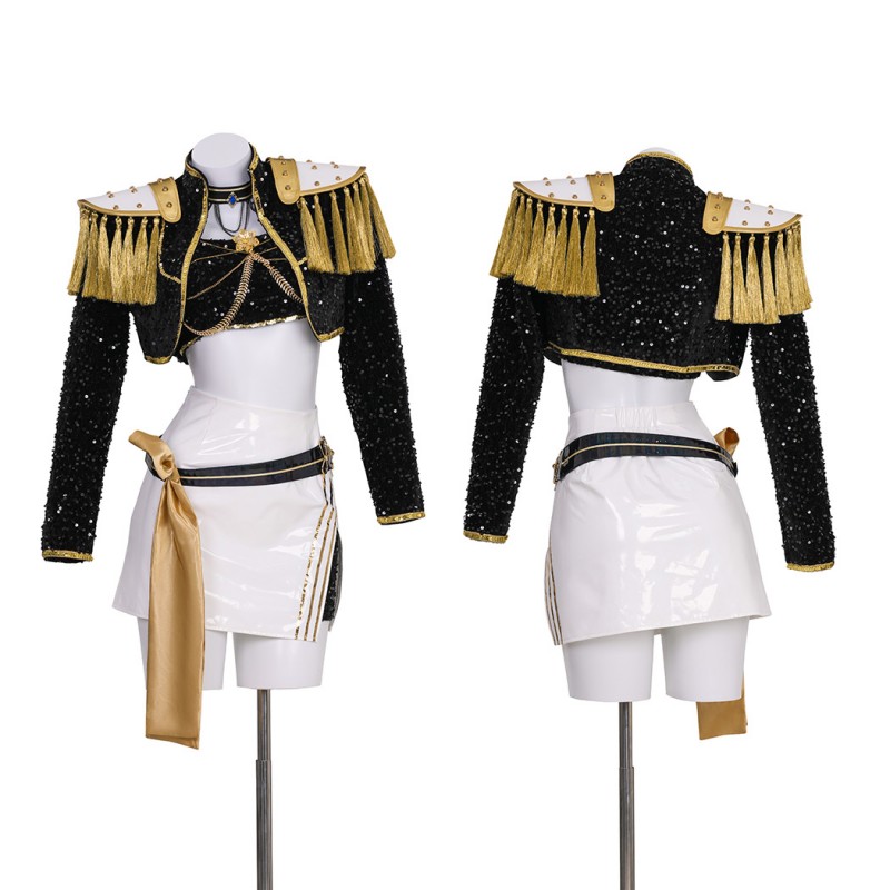 Kpop Demon Hunters Mira Golden Black Suit Jacket Skirt Outfit Cosplay Costume