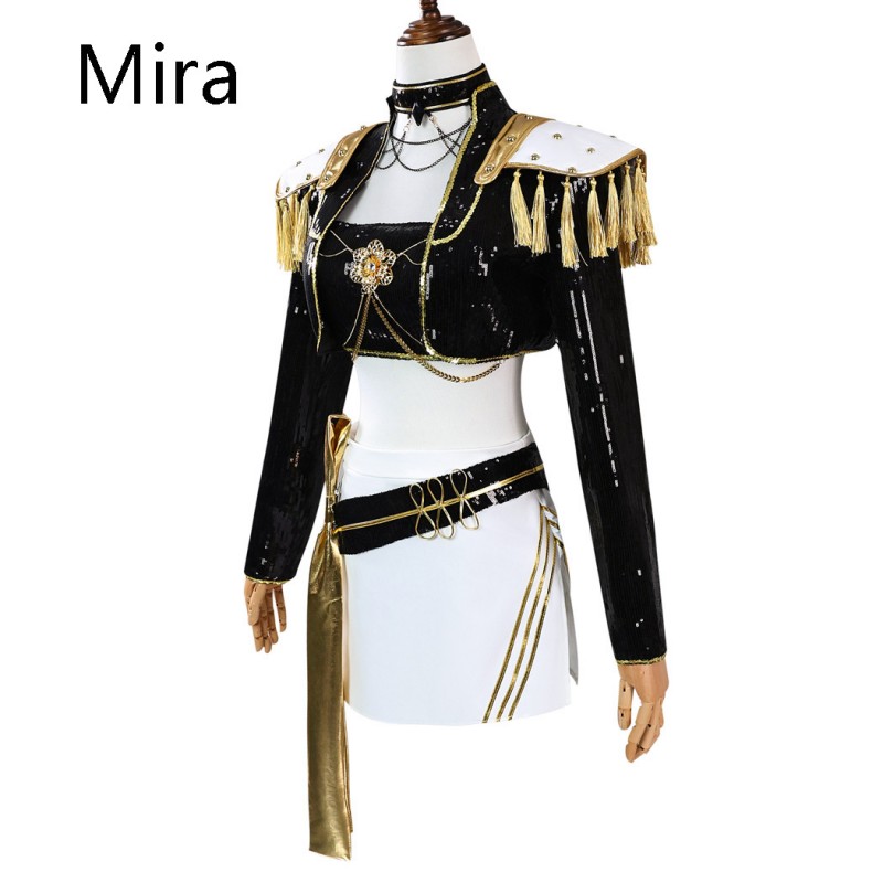 Kids Kpop Mira Rumi and Zoey Cosplay Costume Girls Black Golden Halloween Suit
