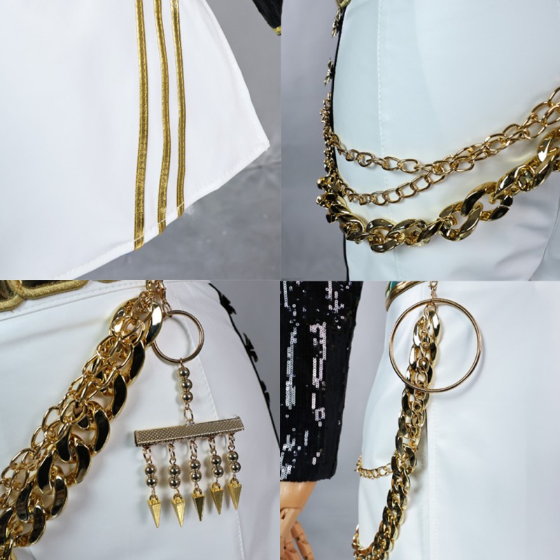 Kids Kpop Mira Rumi and Zoey Cosplay Costume Girls Black Golden Halloween Suit