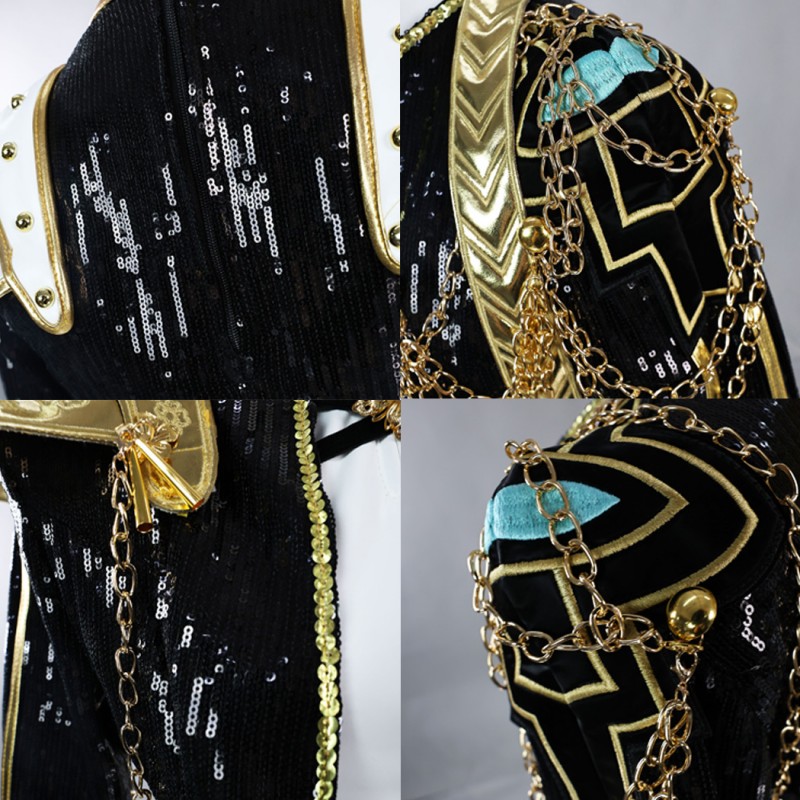 Kids Kpop Mira Rumi and Zoey Cosplay Costume Girls Black Golden Halloween Suit