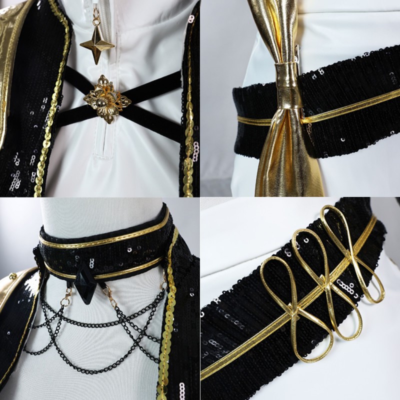 Kids Kpop Mira Rumi and Zoey Cosplay Costume Girls Black Golden Halloween Suit