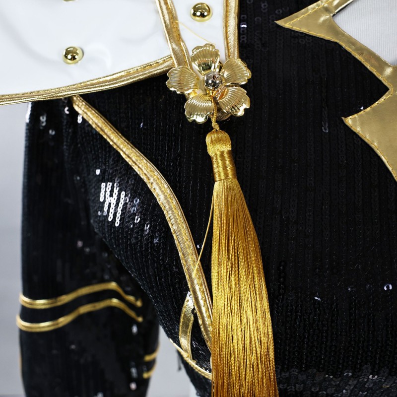 Kids Kpop Mira Rumi and Zoey Cosplay Costume Girls Black Golden Halloween Suit