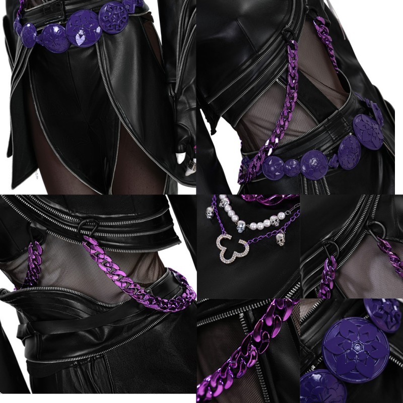 Kpop Rumi Cosplay Costume Black Leather Jacket Women Halloween Suit