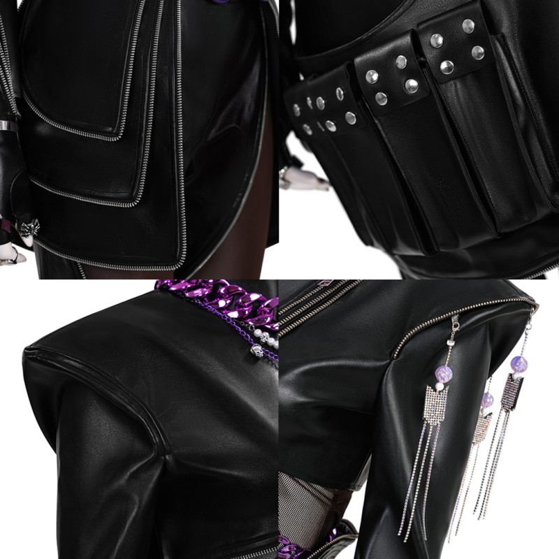 Kpop Rumi Cosplay Costume Black Leather Jacket Women Halloween Suit