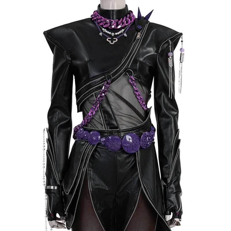Kpop Rumi Cosplay Costume Black Leather Jacket Women Halloween Suit