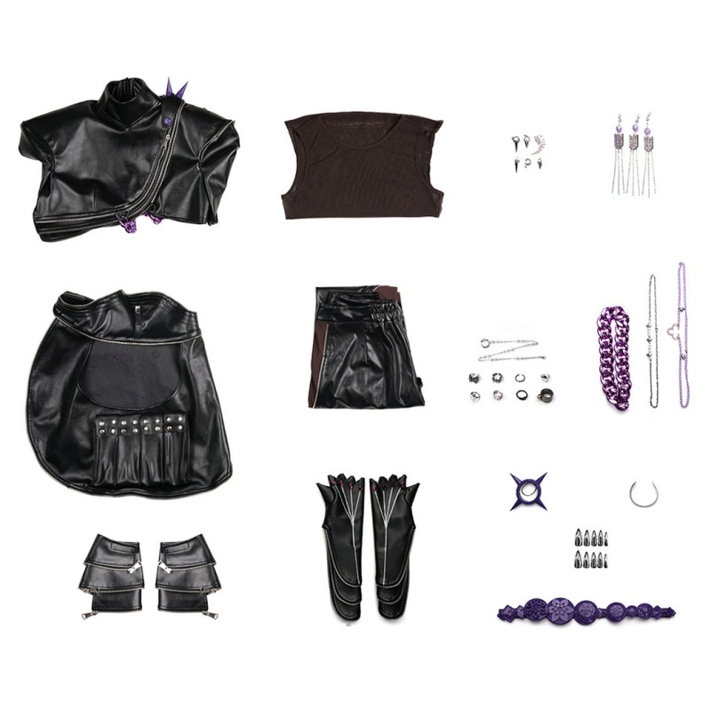 Kpop Rumi Cosplay Costume Black Leather Jacket Women Halloween Suit