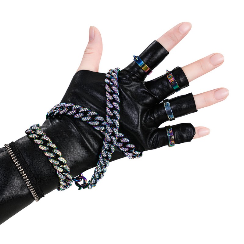 Kpop Zoey Cosplay Costume Black Leather Jacket Women Halloween Suit