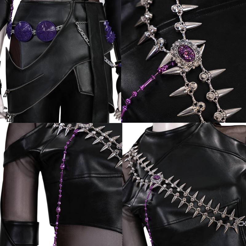 Kpop Zoey Cosplay Costume Black Leather Jacket Women Halloween Suit