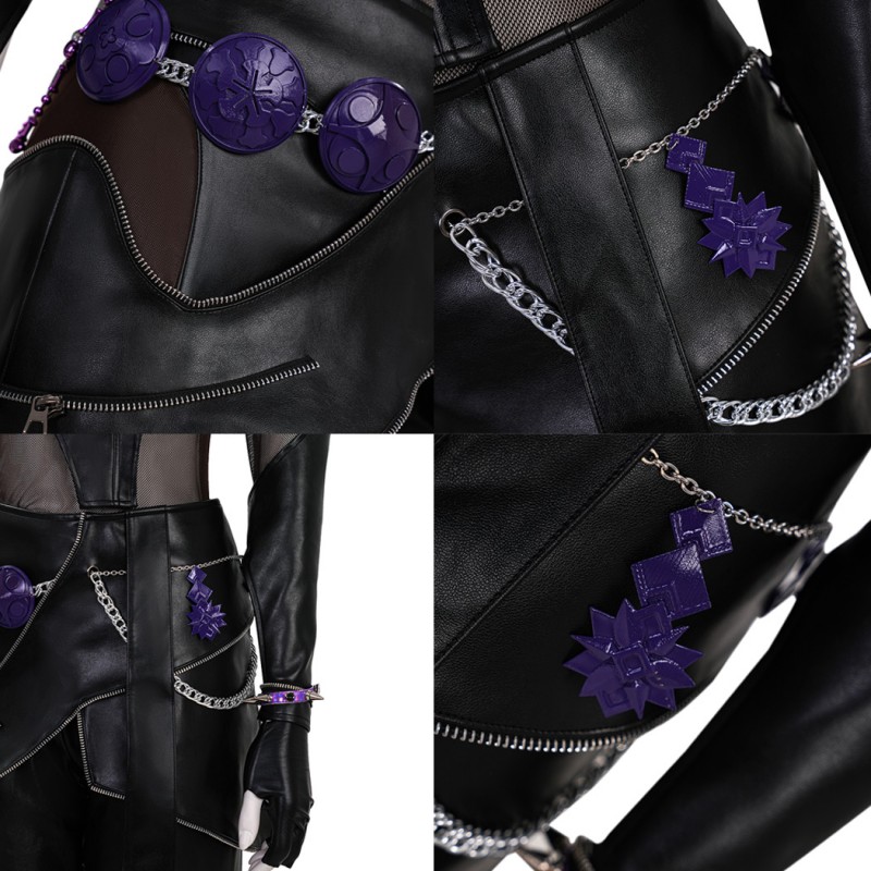 Kpop Zoey Cosplay Costume Black Leather Jacket Women Halloween Suit